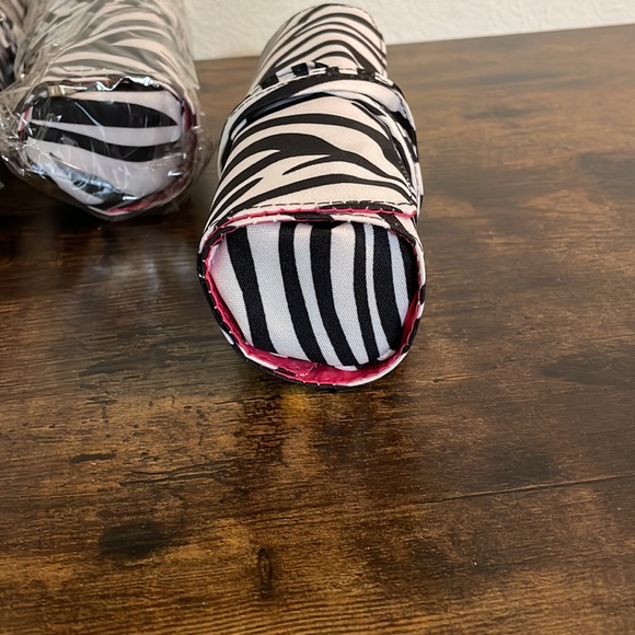 NEW Zebra Print with Pink on Inside Cosmetic Brush Holder and Bag!  PERSONALIZE! - Picture 2 of 7